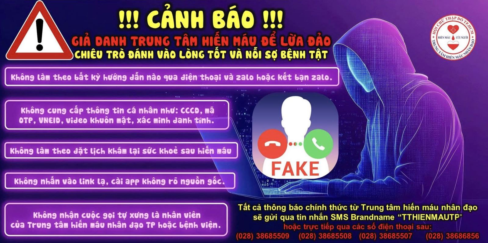 Sở Y tế TPHCM cảnh báo tình trạng giả danh nhân viên y tế lừa đảo người hiến máu