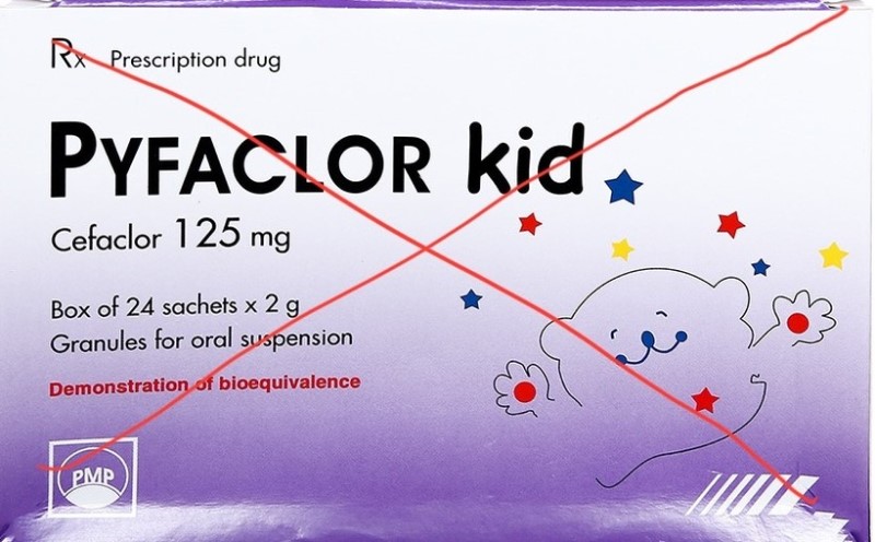 Thu hồi trên toàn quốc lô thuốc Cốm pha hỗn dịch uống Pyfaclor Kid (Cefaclor 125mg) do Công ty cổ phần dược phẩm Pymepharco sản xuất.