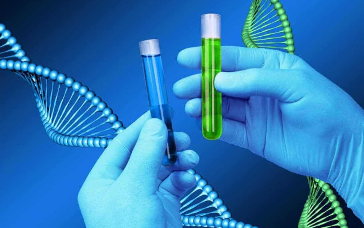 Bác sĩ sinh học phân tử phân tích DNA khối u từ mẫu dịch ổ bụng để xác định nguồn gốc và đột biến gen.