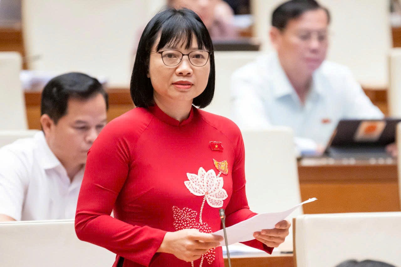 ĐBQH Nguyễn Thị Việt Nga, Phó trưởng Đoàn ĐBQH TP Hải Phòng phát biểu.