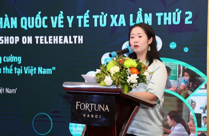 Bà Kyungnam Ruy, Trưởng Đại diện Tổ chức Chăm sóc Sức khỏe Quốc tế Hàn Quốc (KOFIH) tại Việt Nam phát biểu