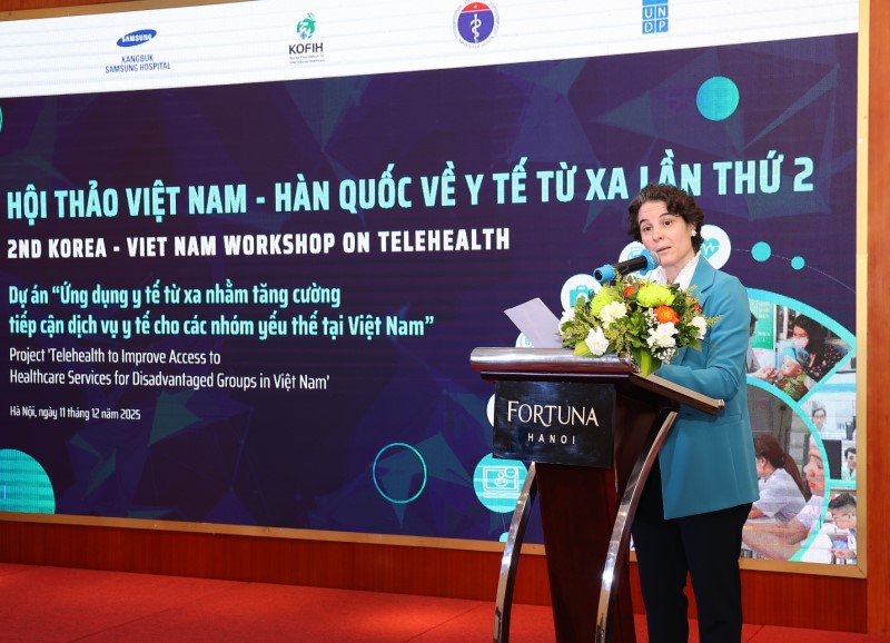 Bà Francesca Nardini, Phó Trưởng Đại diện Thường trú Chương trình Phát triển Liên hợp quốc (UNDP) tại Việt Nam phát biểu